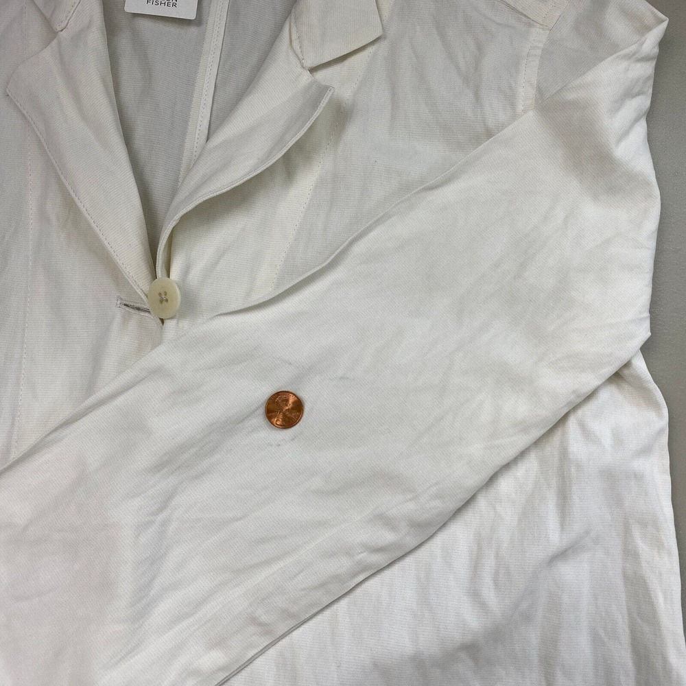 Eileen Fisher Organic Cotton Steel Jacket XS Ivory Swing Pockets Trench NEW $368 - Picture 7 of 16